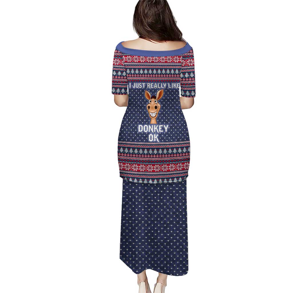 I Just Really Like Donkey Christmas Christmas Puletasi Xmas Holiday Patterns - Wonder Print Shop