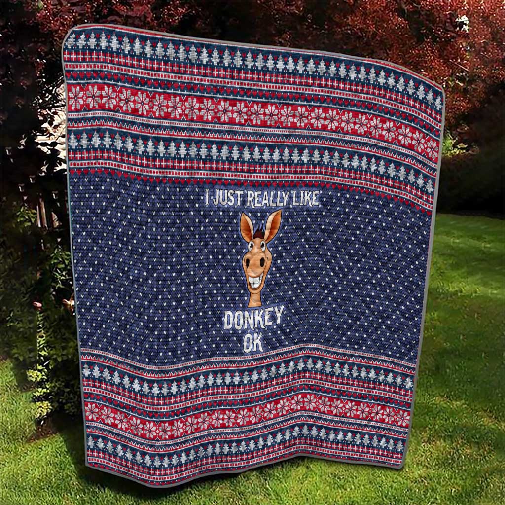 I Just Really Like Donkey Christmas Christmas Quilt Xmas Holiday Patterns - Wonder Print Shop
