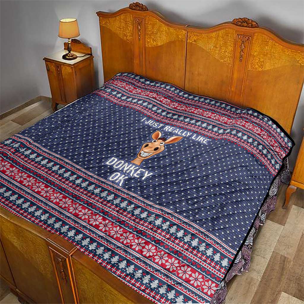 I Just Really Like Donkey Christmas Christmas Quilt Xmas Holiday Patterns - Wonder Print Shop