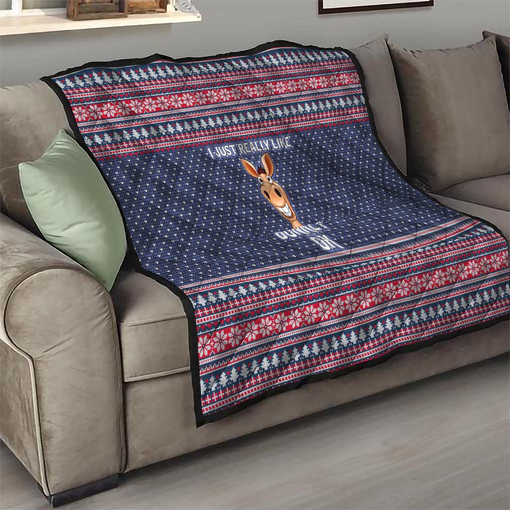 I Just Really Like Donkey Christmas Christmas Quilt Xmas Holiday Patterns - Wonder Print Shop