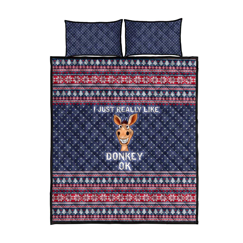 I Just Really Like Donkey Christmas Christmas Quilt Bed Set Xmas Holiday Patterns - Wonder Print Shop