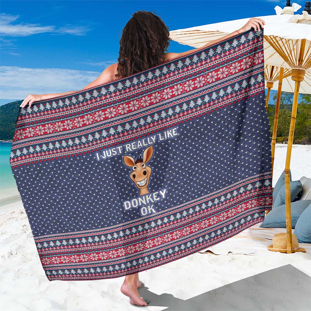 I Just Really Like Donkey Christmas Christmas Sarong Xmas Holiday Patterns - Wonder Print Shop