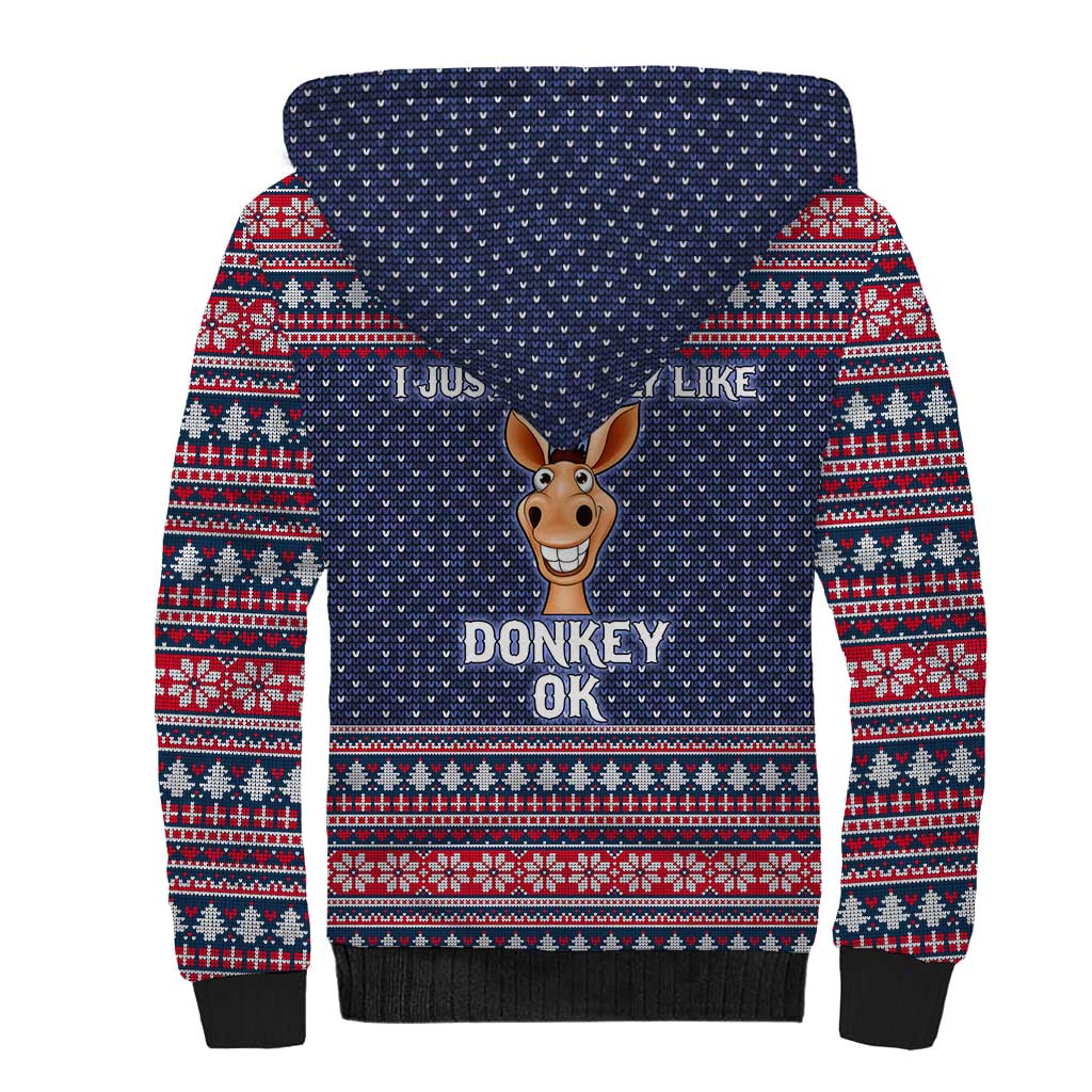 I Just Really Like Donkey Christmas Christmas Sherpa Hoodie Xmas Holiday Patterns - Wonder Print Shop