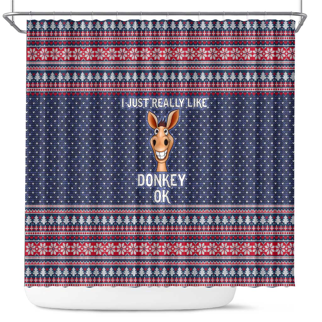 I Just Really Like Donkey Christmas Christmas Shower Curtain Xmas Holiday Patterns - Wonder Print Shop