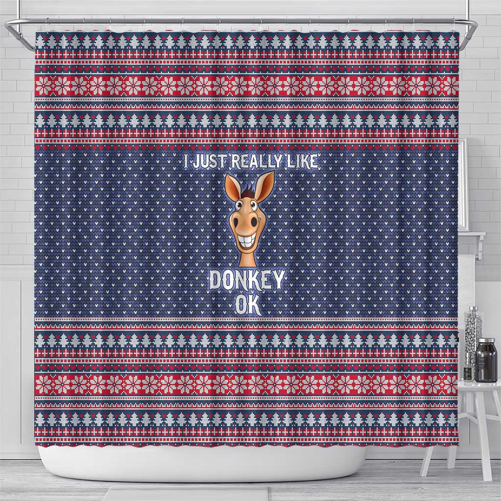I Just Really Like Donkey Christmas Christmas Shower Curtain Xmas Holiday Patterns - Wonder Print Shop