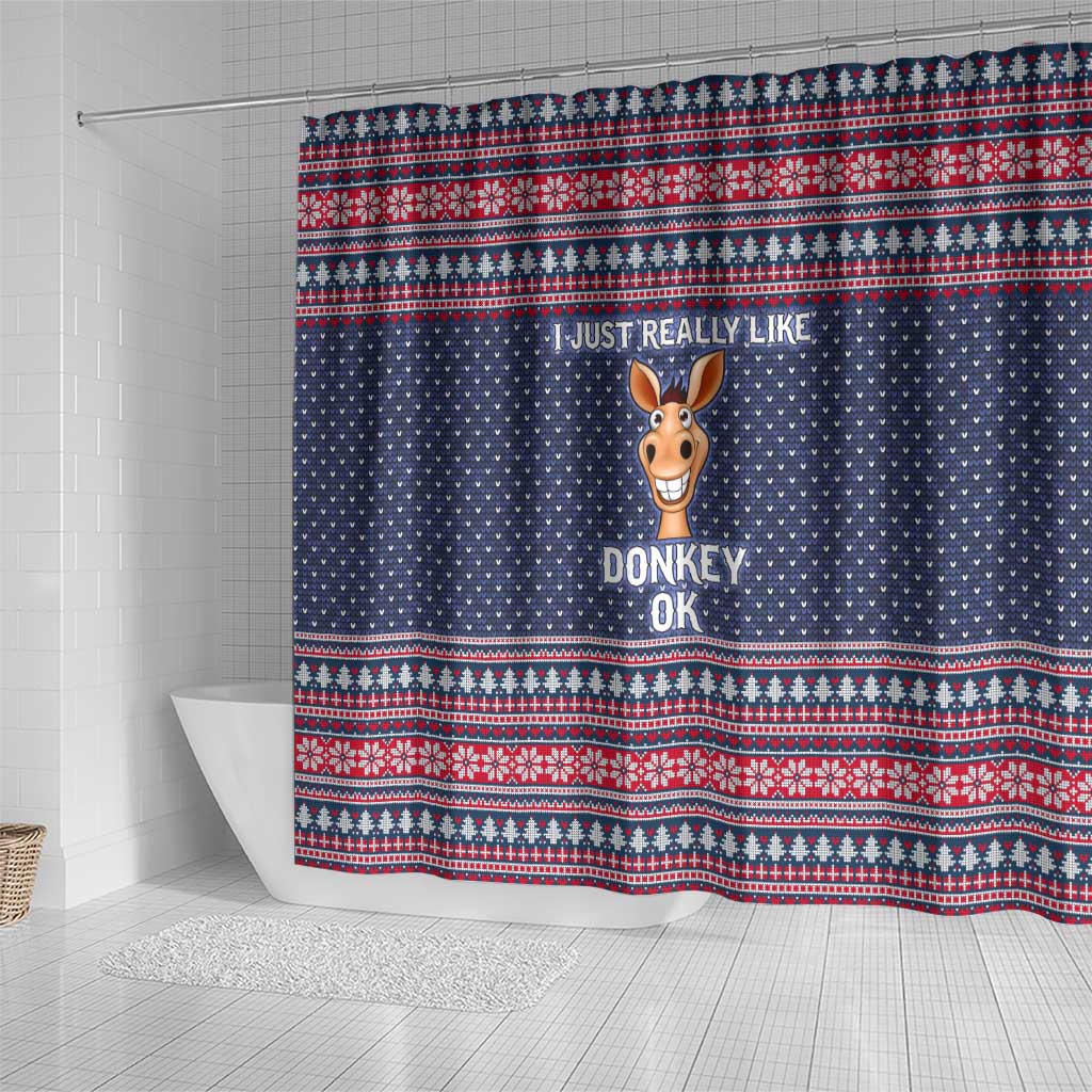 I Just Really Like Donkey Christmas Christmas Shower Curtain Xmas Holiday Patterns - Wonder Print Shop