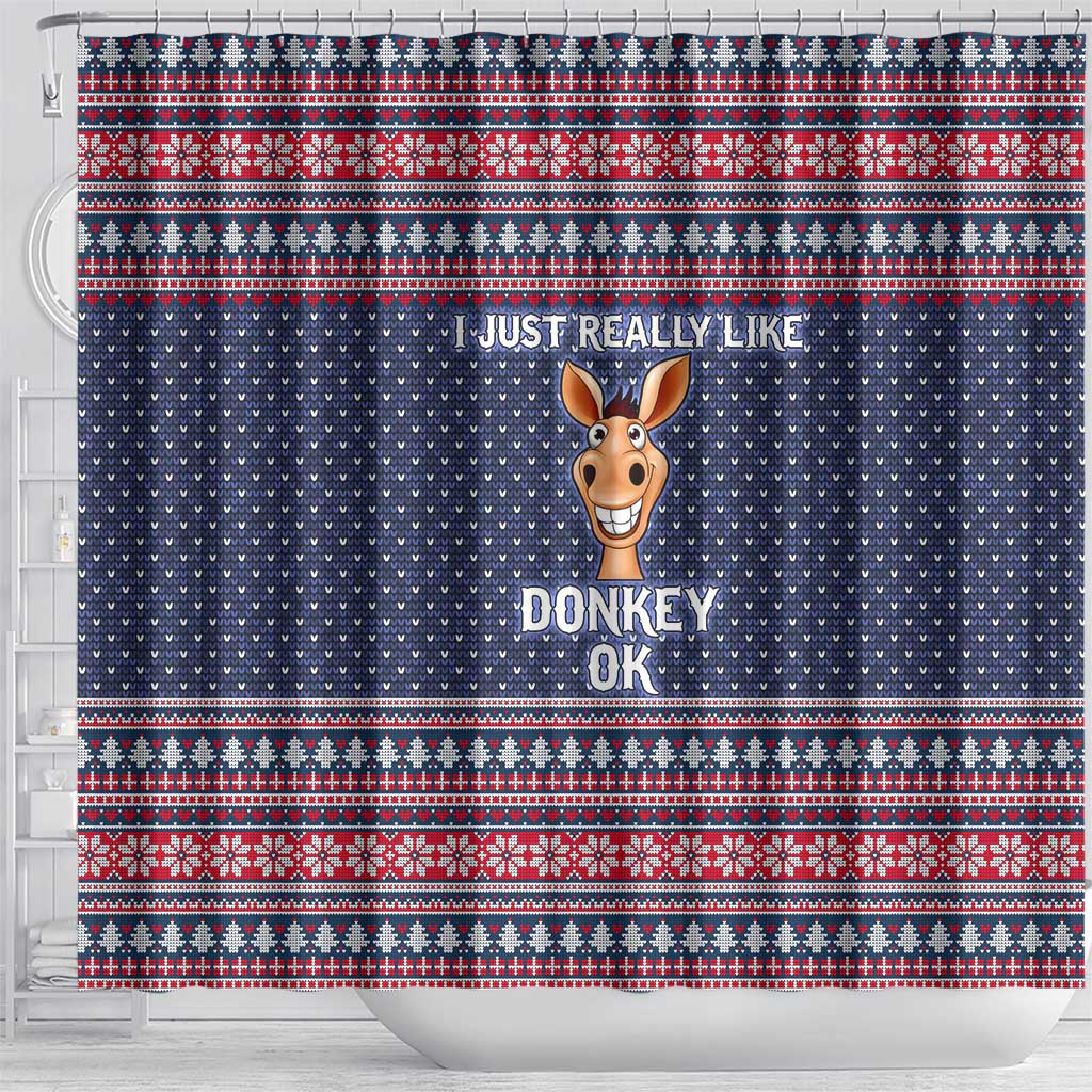 I Just Really Like Donkey Christmas Christmas Shower Curtain Xmas Holiday Patterns - Wonder Print Shop