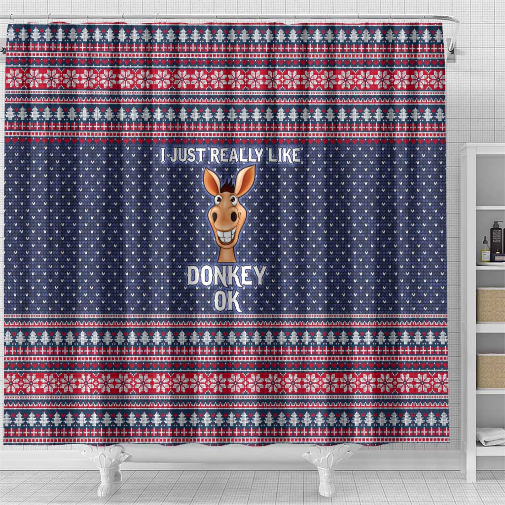 I Just Really Like Donkey Christmas Christmas Shower Curtain Xmas Holiday Patterns - Wonder Print Shop