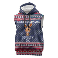 I Just Really Like Donkey Christmas Christmas Sleeveless Hoodie Xmas Holiday Patterns - Wonder Print Shop