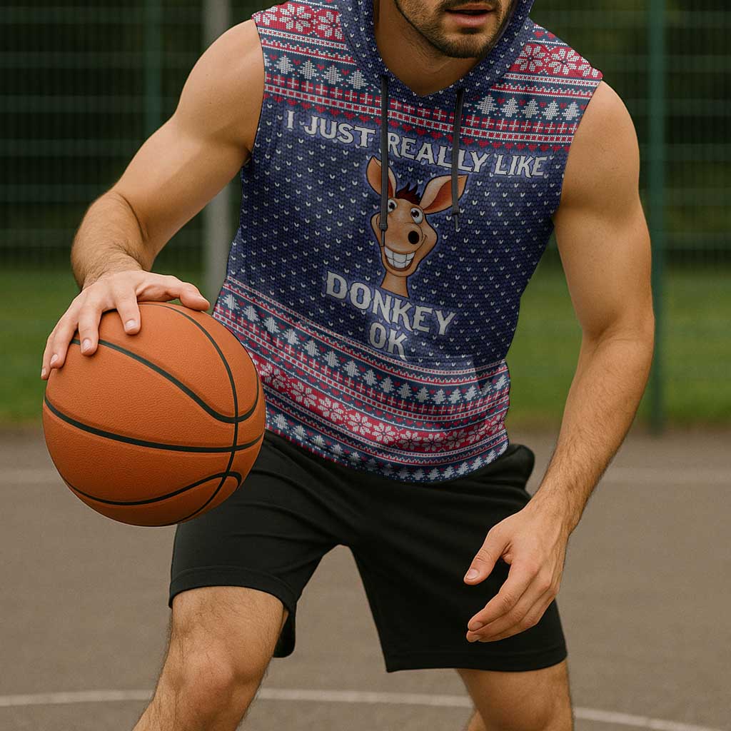 I Just Really Like Donkey Christmas Christmas Sleeveless Hoodie Xmas Holiday Patterns - Wonder Print Shop