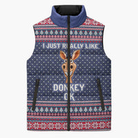 I Just Really Like Donkey Christmas Christmas Sleeveless Puffer Jacket Xmas Holiday Patterns - Wonder Print Shop
