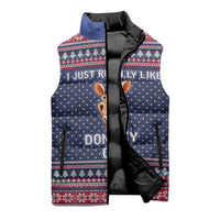 I Just Really Like Donkey Christmas Christmas Sleeveless Puffer Jacket Xmas Holiday Patterns - Wonder Print Shop
