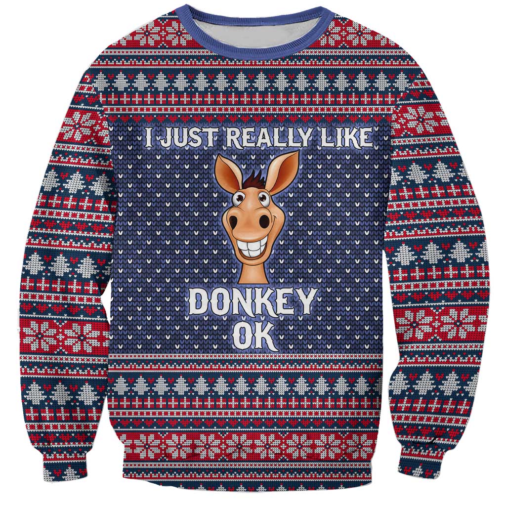 I Just Really Like Donkey Christmas Christmas Sweatshirt Xmas Holiday Patterns - Wonder Print Shop