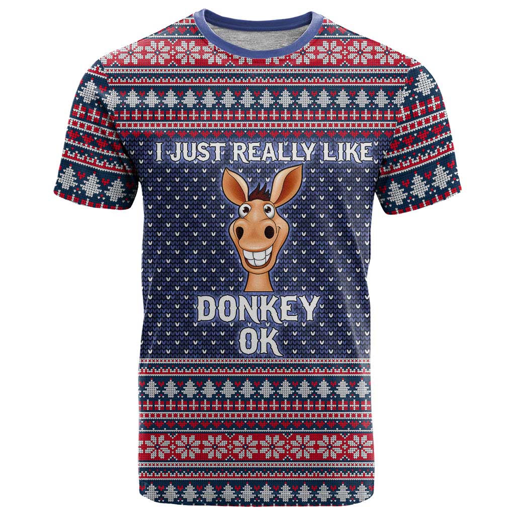 I Just Really Like Donkey Christmas Christmas T Shirt Xmas Holiday Patterns - Wonder Print Shop