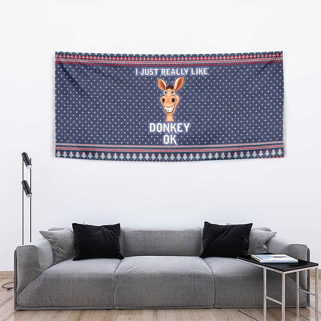 I Just Really Like Donkey Christmas Christmas Tapestry Xmas Holiday Patterns - Wonder Print Shop