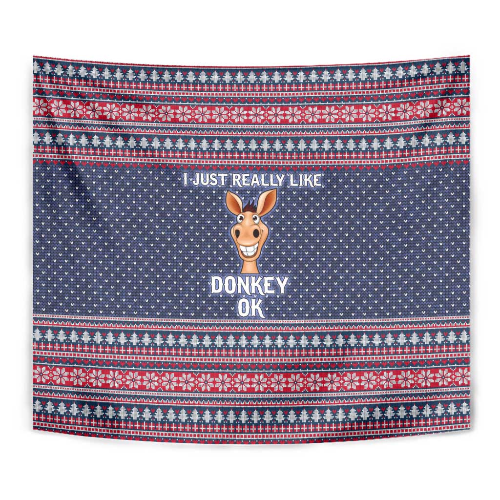 I Just Really Like Donkey Christmas Christmas Tapestry Xmas Holiday Patterns - Wonder Print Shop