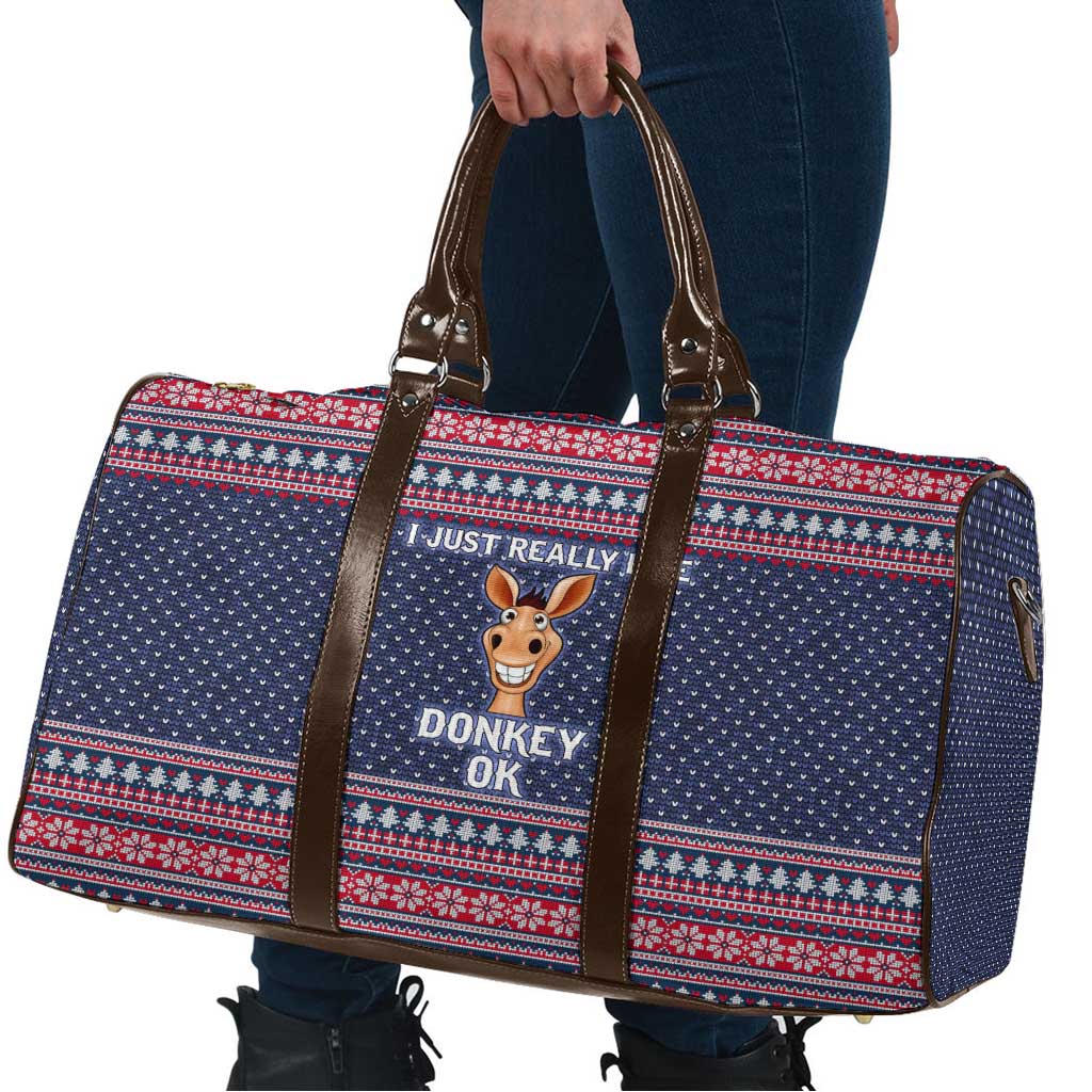I Just Really Like Donkey Christmas Christmas Travel Bag Xmas Holiday Patterns - Wonder Print Shop