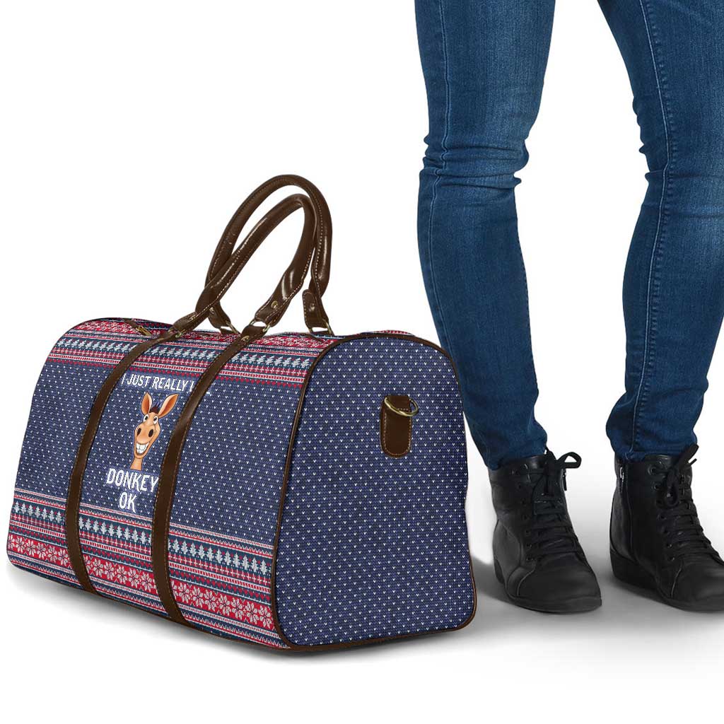 I Just Really Like Donkey Christmas Christmas Travel Bag Xmas Holiday Patterns - Wonder Print Shop