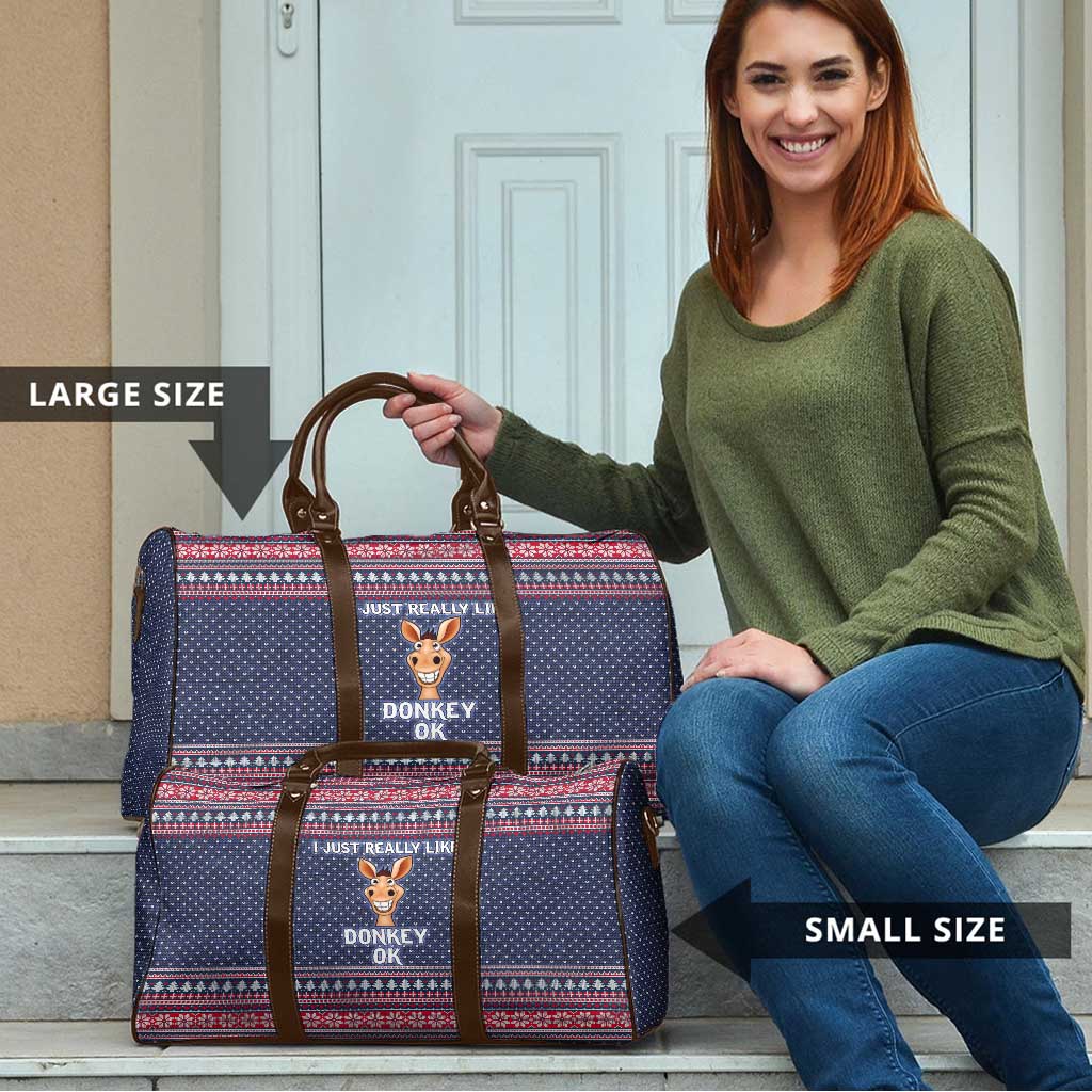 I Just Really Like Donkey Christmas Christmas Travel Bag Xmas Holiday Patterns - Wonder Print Shop