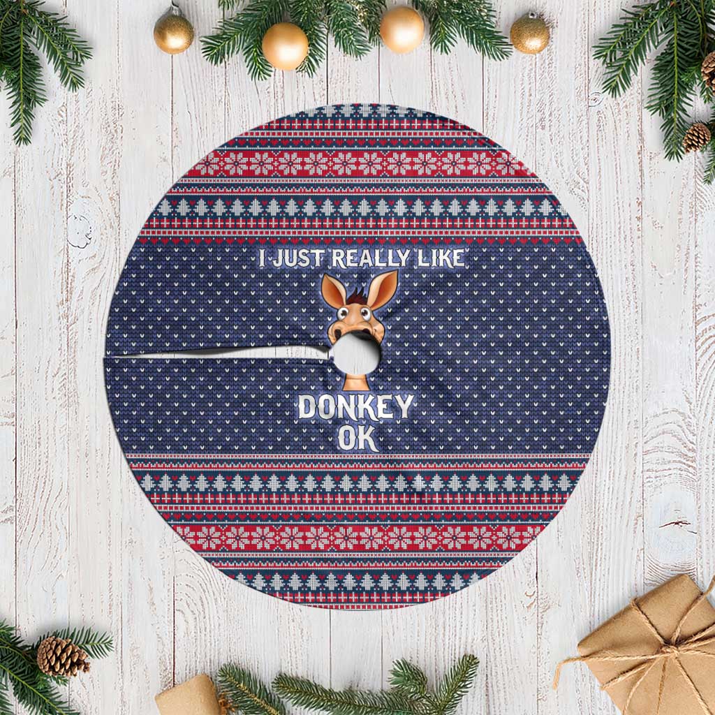 I Just Really Like Donkey Christmas Tree Skirt Xmas Holiday Patterns - Wonder Print Shop