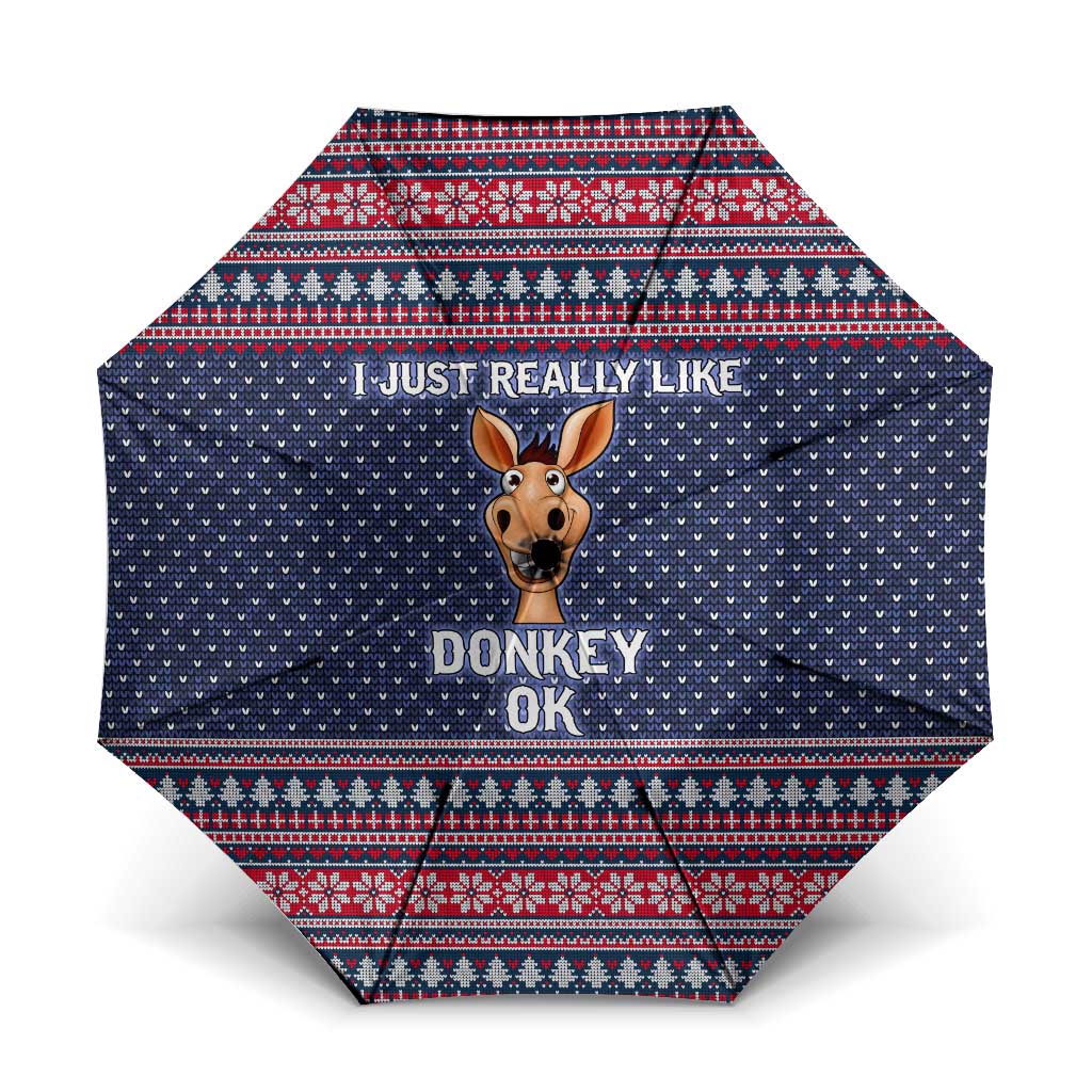 I Just Really Like Donkey Christmas Christmas Umbrella Xmas Holiday Patterns - Wonder Print Shop