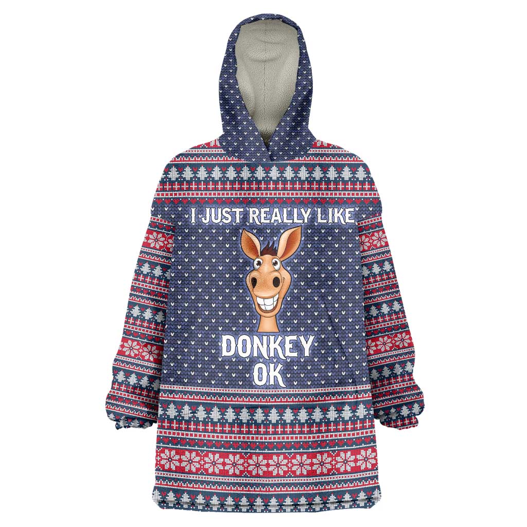 I Just Really Like Donkey Christmas Christmas Wearable Blanket Hoodie Xmas Holiday Patterns - Wonder Print Shop