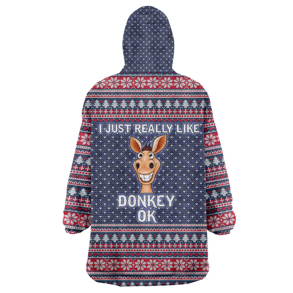 I Just Really Like Donkey Christmas Christmas Wearable Blanket Hoodie Xmas Holiday Patterns - Wonder Print Shop