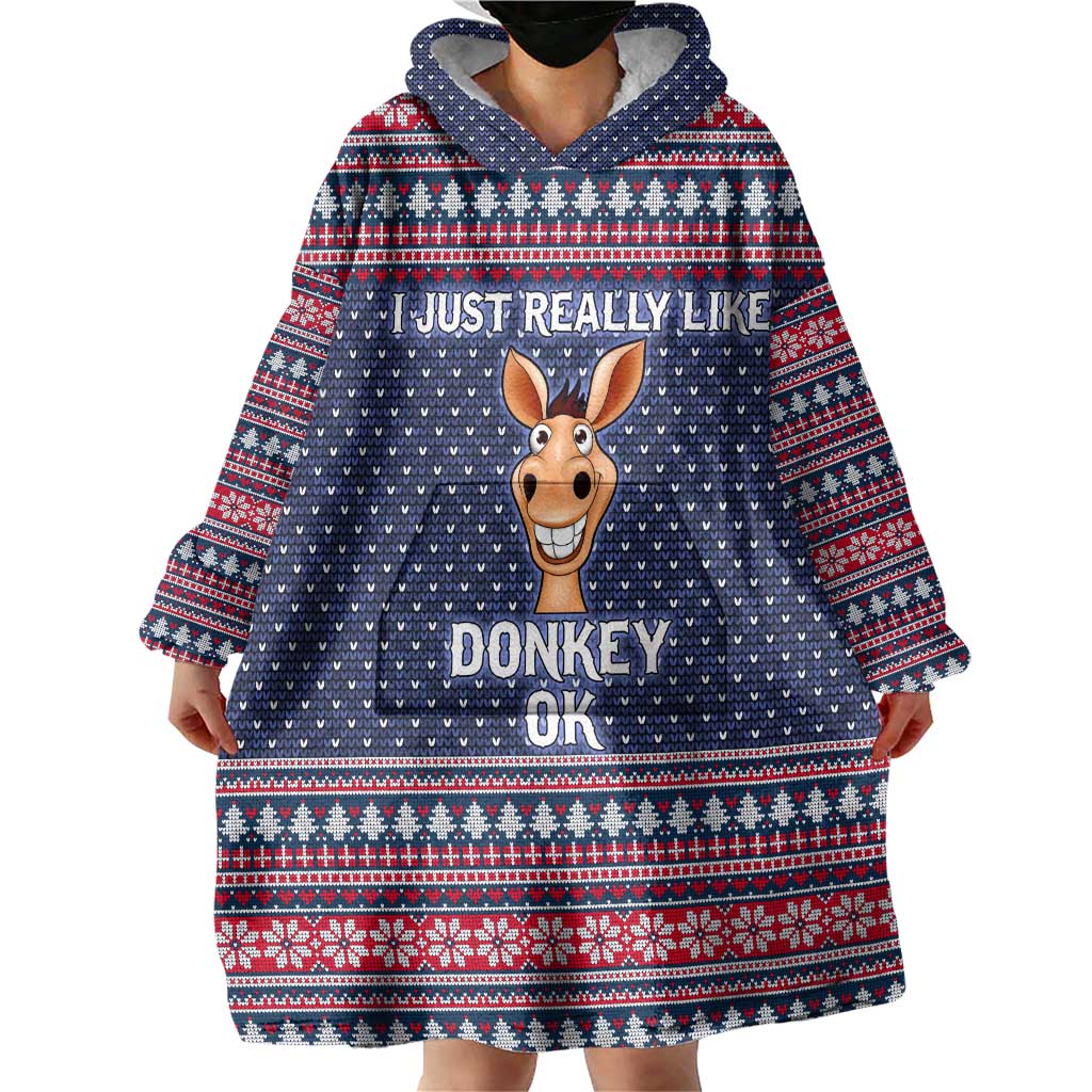 I Just Really Like Donkey Christmas Christmas Wearable Blanket Hoodie Xmas Holiday Patterns - Wonder Print Shop
