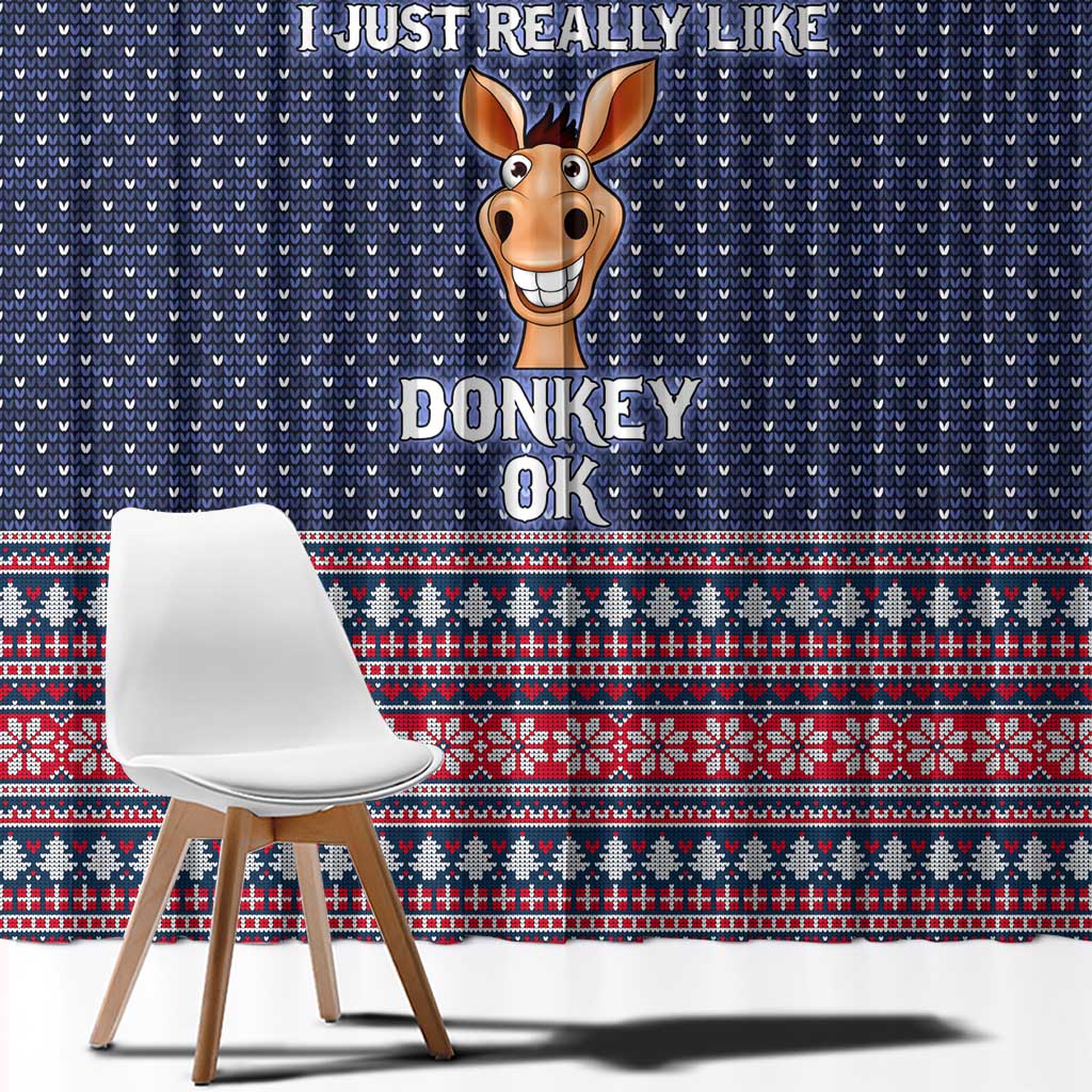 I Just Really Like Donkey Christmas Christmas Window Curtain Xmas Holiday Patterns - Wonder Print Shop