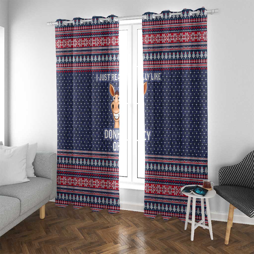 I Just Really Like Donkey Christmas Christmas Window Curtain Xmas Holiday Patterns - Wonder Print Shop