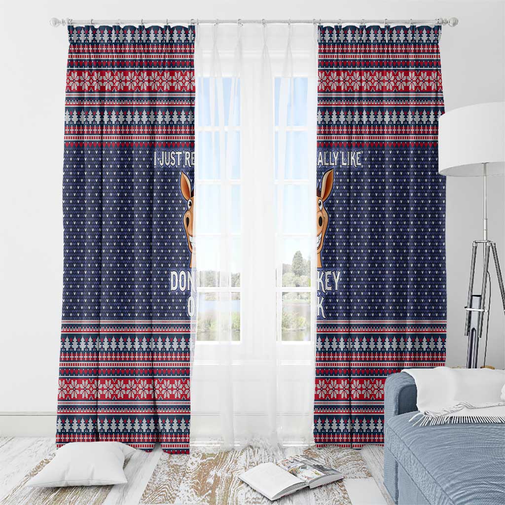 I Just Really Like Donkey Christmas Christmas Window Curtain Xmas Holiday Patterns - Wonder Print Shop