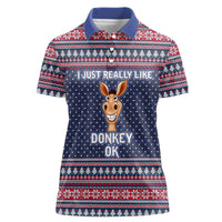 I Just Really Like Donkey Christmas Christmas Women Polo Shirt Xmas Holiday Patterns - Wonder Print Shop