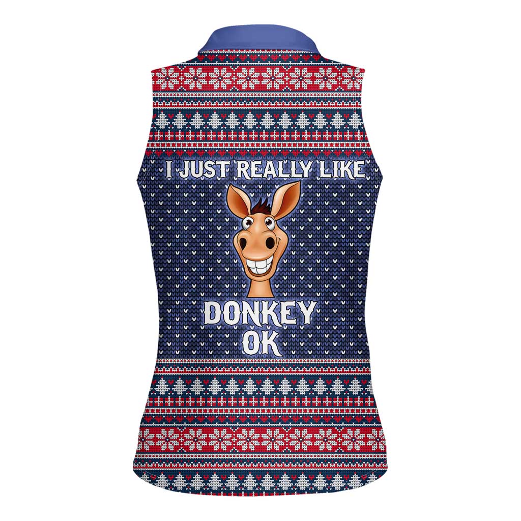 I Just Really Like Donkey Christmas Christmas Women Sleeveless Polo Shirt Xmas Holiday Patterns - Wonder Print Shop