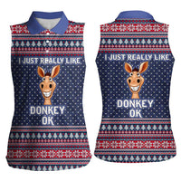 I Just Really Like Donkey Christmas Christmas Women Sleeveless Polo Shirt Xmas Holiday Patterns - Wonder Print Shop