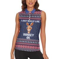I Just Really Like Donkey Christmas Christmas Women Sleeveless Polo Shirt Xmas Holiday Patterns - Wonder Print Shop