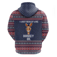 I Just Really Like Donkey Christmas Christmas Zip Hoodie Xmas Holiday Patterns - Wonder Print Shop