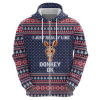 I Just Really Like Donkey Christmas Christmas Zip Hoodie Xmas Holiday Patterns - Wonder Print Shop