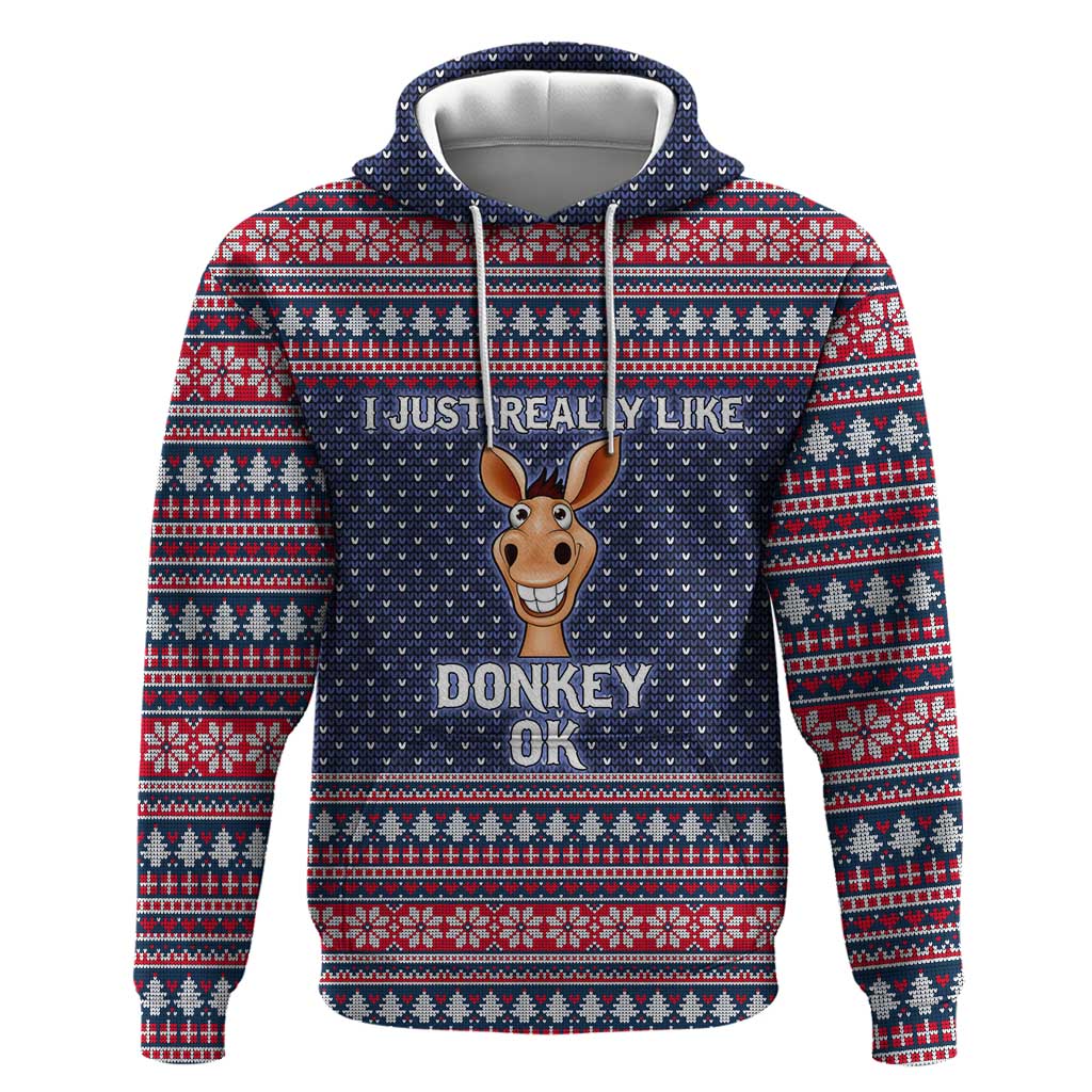 I Just Really Like Donkey Christmas Christmas Zip Hoodie Xmas Holiday Patterns - Wonder Print Shop