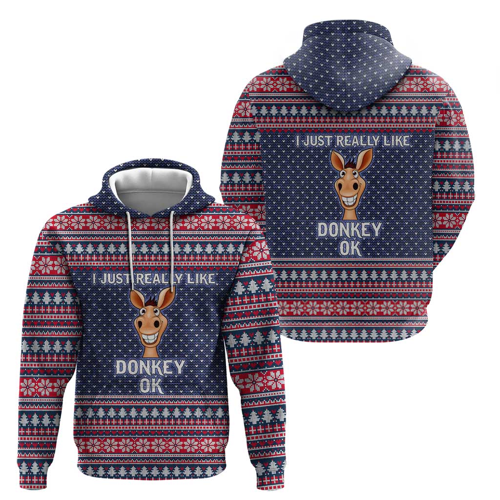 I Just Really Like Donkey Christmas Christmas Zip Hoodie Xmas Holiday Patterns - Wonder Print Shop