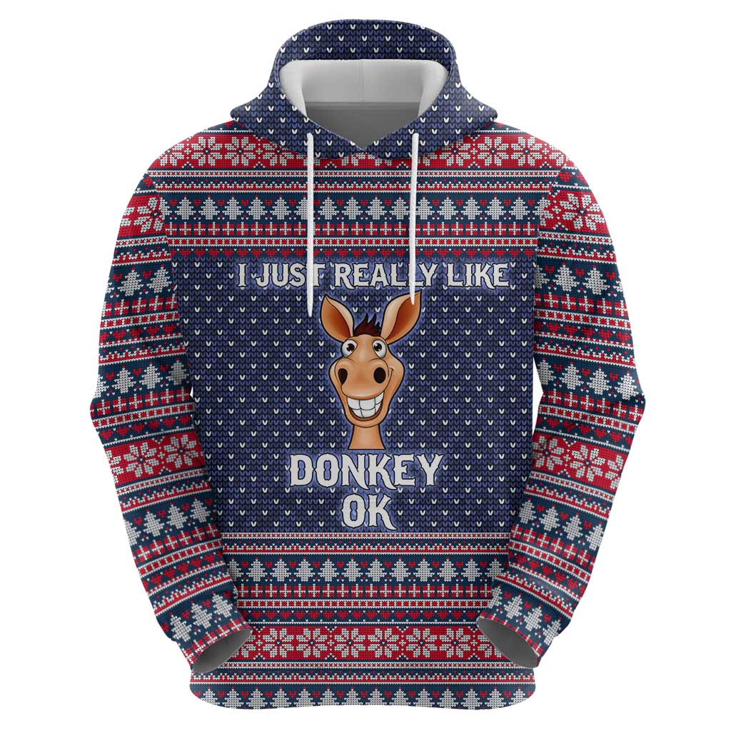 I Just Really Like Donkey Christmas Christmas Zip Hoodie Xmas Holiday Patterns - Wonder Print Shop