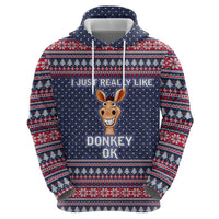 I Just Really Like Donkey Christmas Christmas Zip Hoodie Xmas Holiday Patterns - Wonder Print Shop