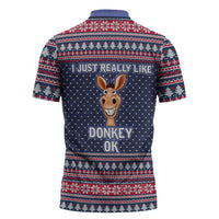 I Just Really Like Donkey Christmas Christmas Zipper Polo Shirt Xmas Holiday Patterns - Wonder Print Shop
