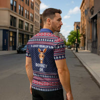 I Just Really Like Donkey Christmas Christmas Zipper Polo Shirt Xmas Holiday Patterns - Wonder Print Shop