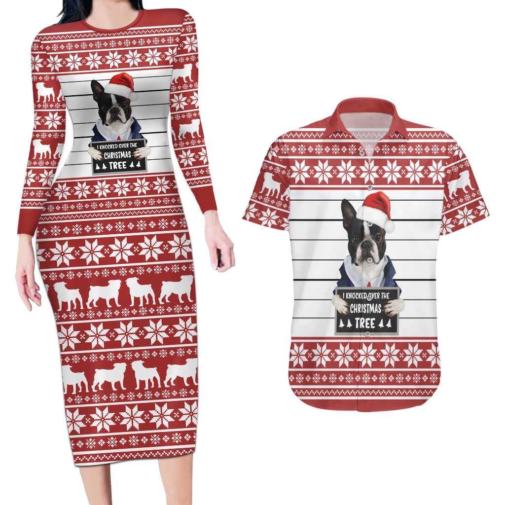 I Knocked Over Yhe Christmas Tree Christmas Christmas Couples Matching Long Sleeve Bodycon Dress and Hawaiian Shirt Xmas Holiday Patterns - Wonder Print Shop