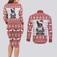 I Knocked Over Yhe Christmas Tree Christmas Christmas Couples Matching Long Sleeve Bodycon Dress and Long Sleeve Button Shirt Xmas Holiday Patterns - Wonder Print Shop