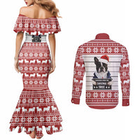 I Knocked Over Yhe Christmas Tree Christmas Christmas Couples Matching Mermaid Dress and Long Sleeve Button Shirt Xmas Holiday Patterns - Wonder Print Shop