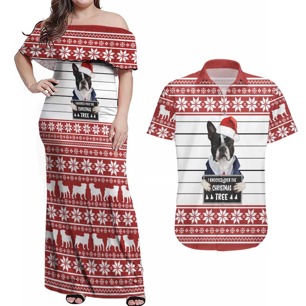 I Knocked Over Yhe Christmas Tree Christmas Christmas Couples Matching Off Shoulder Maxi Dress and Hawaiian Shirt Xmas Holiday Patterns - Wonder Print Shop