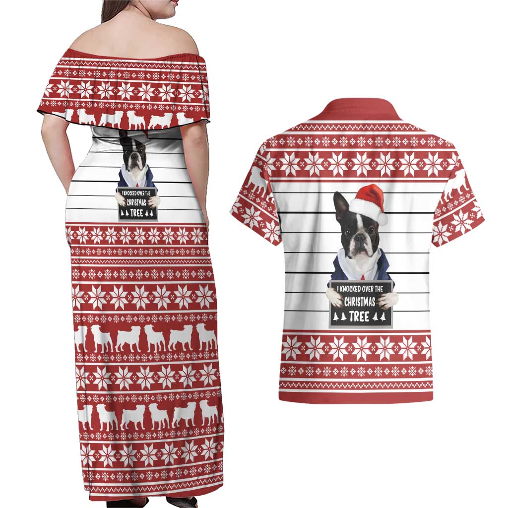 I Knocked Over Yhe Christmas Tree Christmas Christmas Couples Matching Off Shoulder Maxi Dress and Hawaiian Shirt Xmas Holiday Patterns - Wonder Print Shop