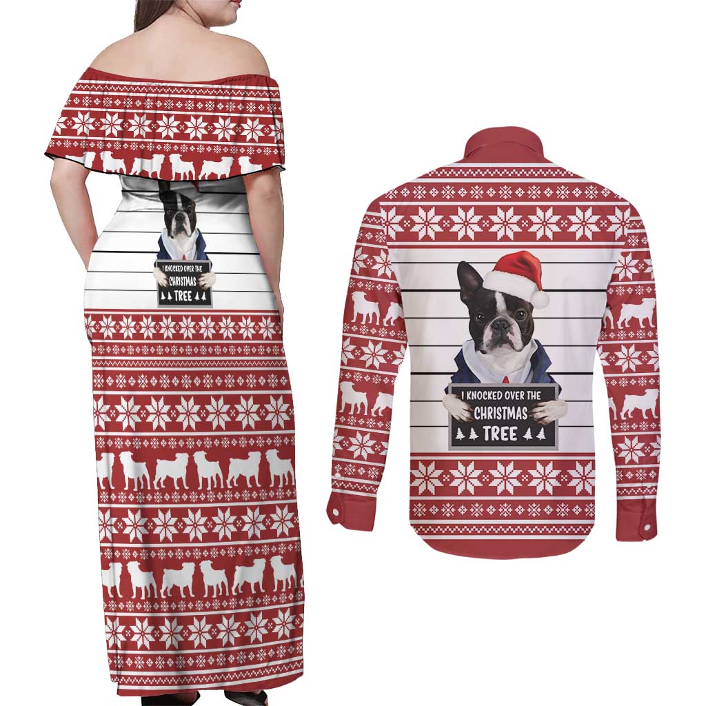 I Knocked Over Yhe Christmas Tree Christmas Christmas Couples Matching Off Shoulder Maxi Dress and Long Sleeve Button Shirt Xmas Holiday Patterns - Wonder Print Shop