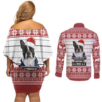I Knocked Over Yhe Christmas Tree Christmas Christmas Couples Matching Off Shoulder Short Dress and Long Sleeve Button Shirt Xmas Holiday Patterns - Wonder Print Shop